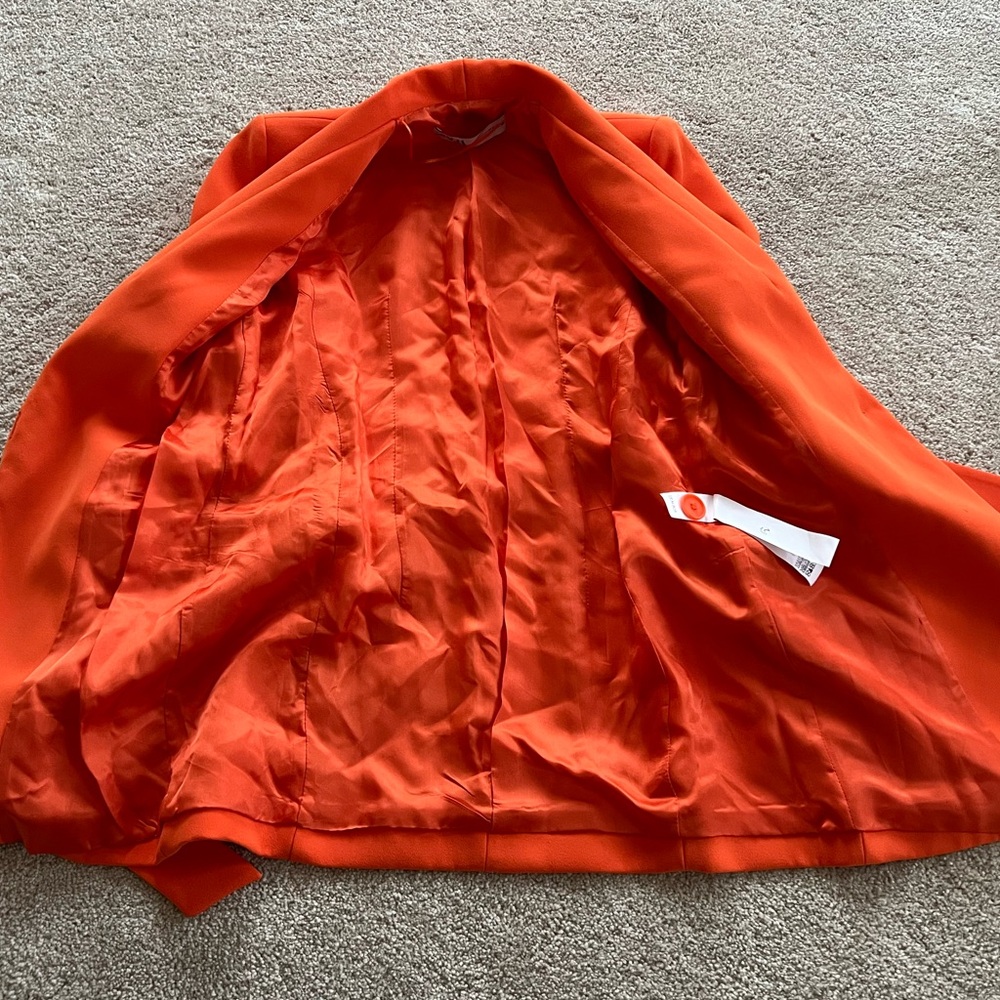 Zara Orange blazer suit jacket belted with belt with tie longline XS workwear - Picture 9 of 10